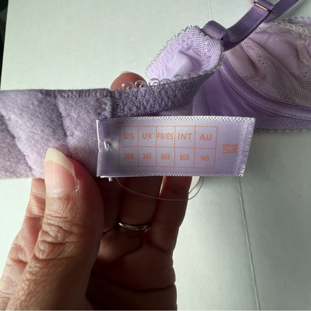 NWT Savage X Fenty FLORAL GLOW UNLINED LACE BRA purple lavender 36B & Medium - Picture 10 of 14